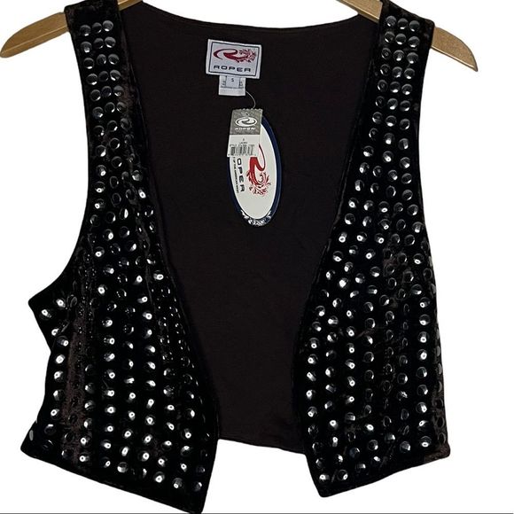 Roper Jackets & Blazers - Roper Brown Western Studded Vest Ladies Small #M